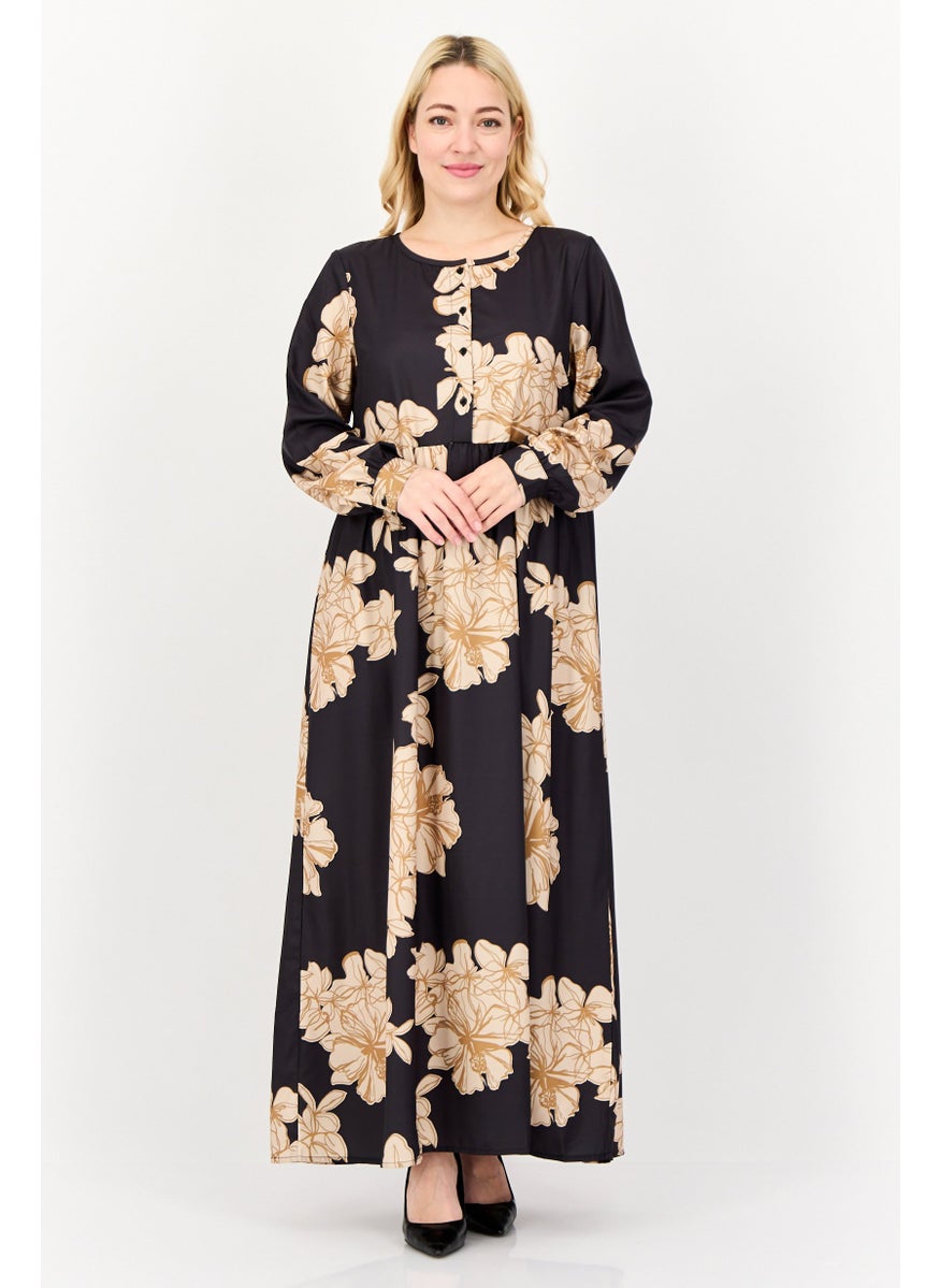 Women Floral Print Maxi Dress, Multicolor