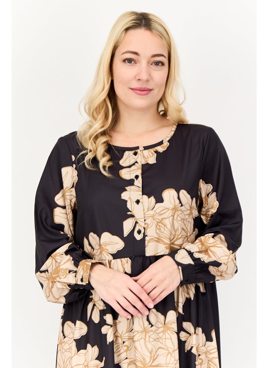 Women Floral Print Maxi Dress, Multicolor