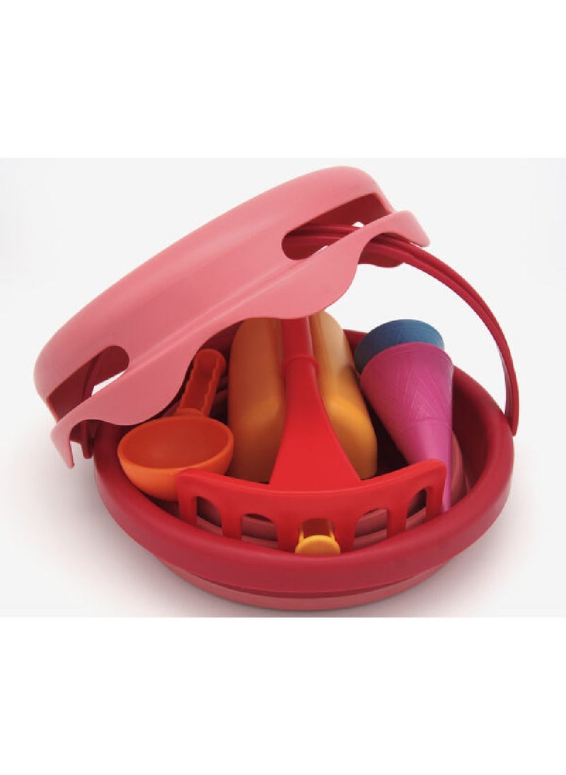 CompacToys 7In1, Red, Sand Toys is a complete set of Selected Sand Toys, Made of High-Quality Plastic, BPA Free, Elastic and Durable. It is Compact and can be carried in handbag.