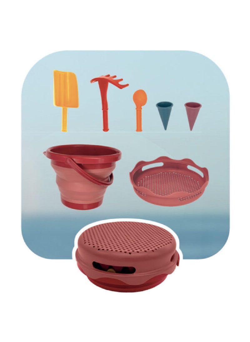 CompacToys 7In1, Red, Sand Toys is a complete set of Selected Sand Toys, Made of High-Quality Plastic, BPA Free, Elastic and Durable. It is Compact and can be carried in handbag.