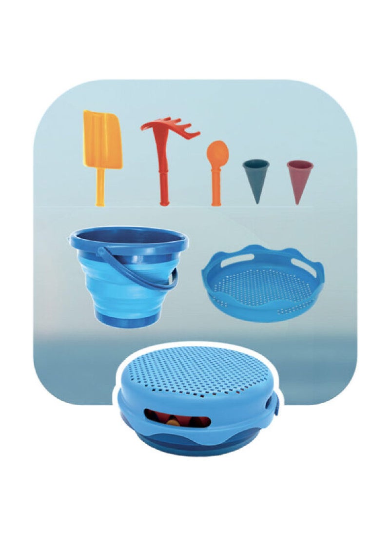 CompacToys 7In1, Blue, Sand Toys is a complete set of Selected Sand Toys, Made of High-Quality Plastic, BPA Free, Elastic and Durable. It is Compact and can be carried in handbag.