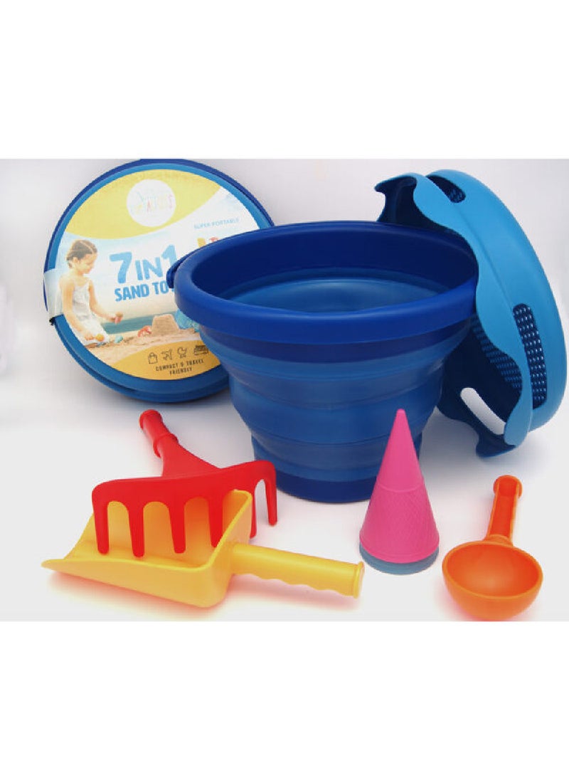 CompacToys 7In1, Blue, Sand Toys is a complete set of Selected Sand Toys, Made of High-Quality Plastic, BPA Free, Elastic and Durable. It is Compact and can be carried in handbag.