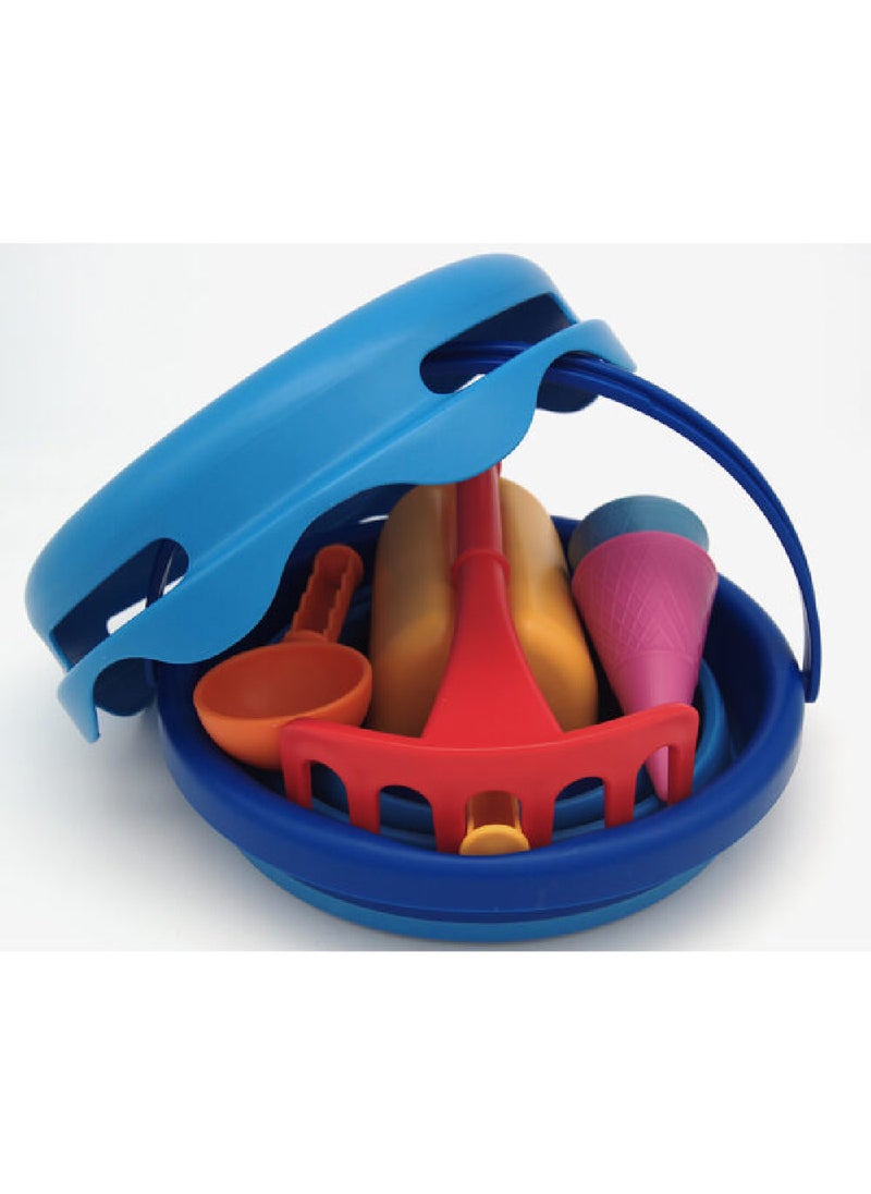 CompacToys 7In1, Blue, Sand Toys is a complete set of Selected Sand Toys, Made of High-Quality Plastic, BPA Free, Elastic and Durable. It is Compact and can be carried in handbag.
