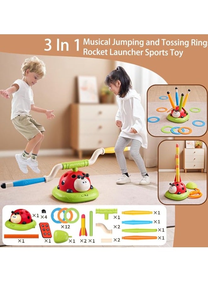 3-in-1 Rocket Launcher Toy with Musical Jump and Toss Ring Game – Fun Indoor & Outdoor Toy for Kids, Boys & Girls | Perfect for Birthday Gifts, Sports, and Summer Fun!