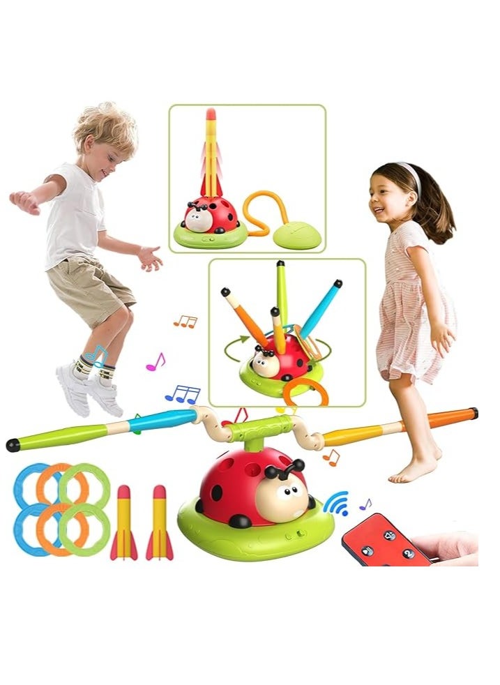 3-in-1 Rocket Launcher Toy with Musical Jump and Toss Ring Game – Fun Indoor & Outdoor Toy for Kids, Boys & Girls | Perfect for Birthday Gifts, Sports, and Summer Fun!