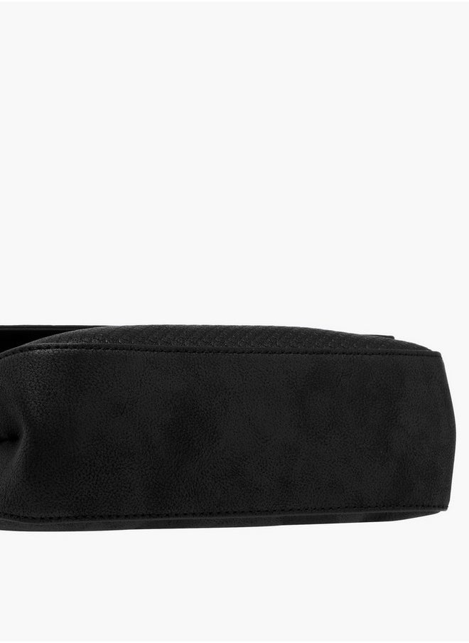 Women's Textured Crossbody Bag with Flap Closure and Chain Strap