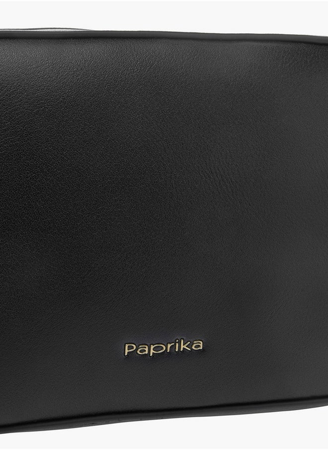 Monogram Detail Crossbody Bag with Detachable Chain Strap and Zip Closure