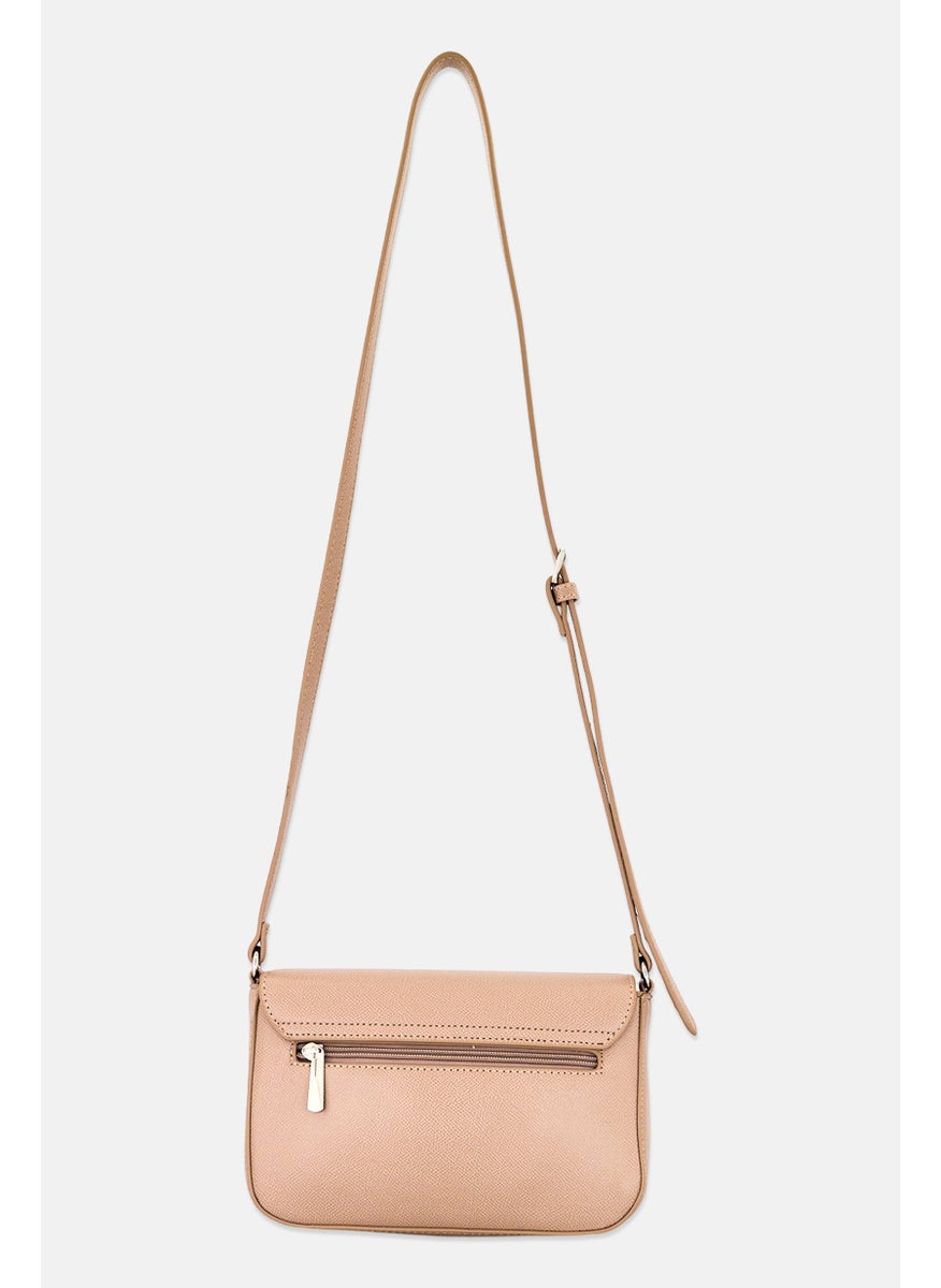 Women Brand Logo Crossbody Bag, Taupe