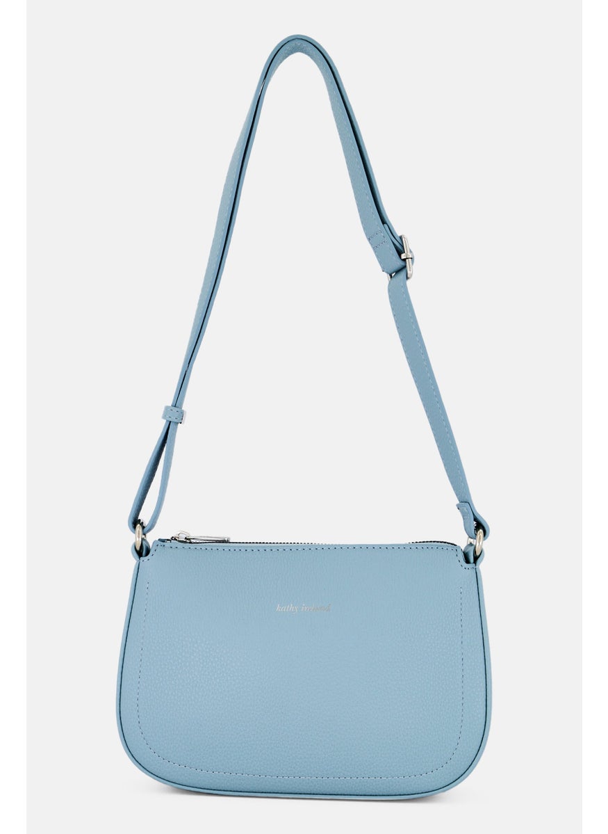 Women Brand Logo Cross body Bag, Slate Blue