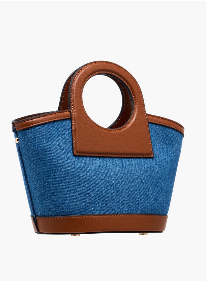 Women's Floral Print Tote Bag with Detachable Strap and Zip Closure