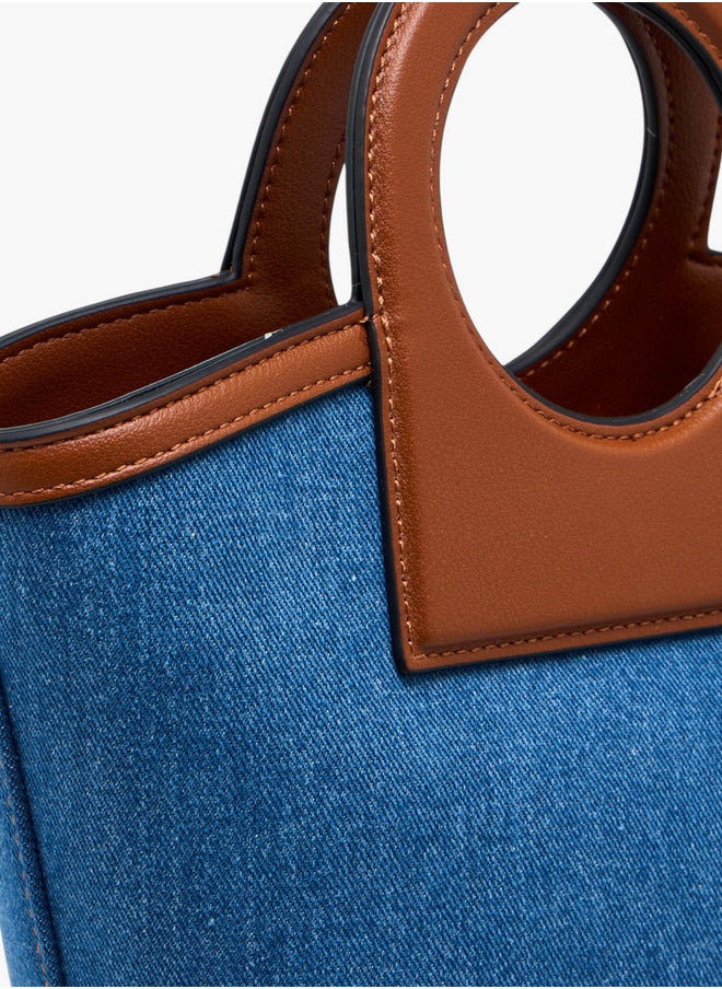 Women's Floral Print Tote Bag with Detachable Strap and Zip Closure