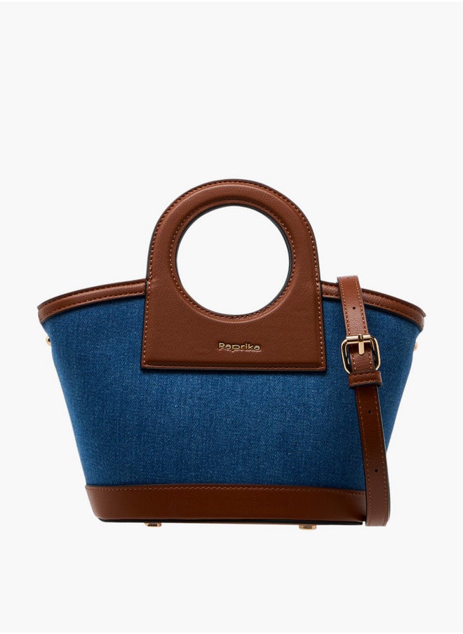 Women's Floral Print Tote Bag with Detachable Strap and Zip Closure