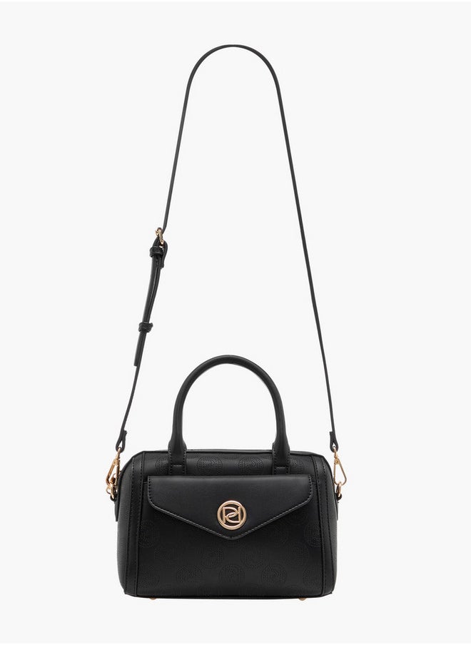 Women's Perforate Textured Tote Bag with Double Handle and Zip Closure