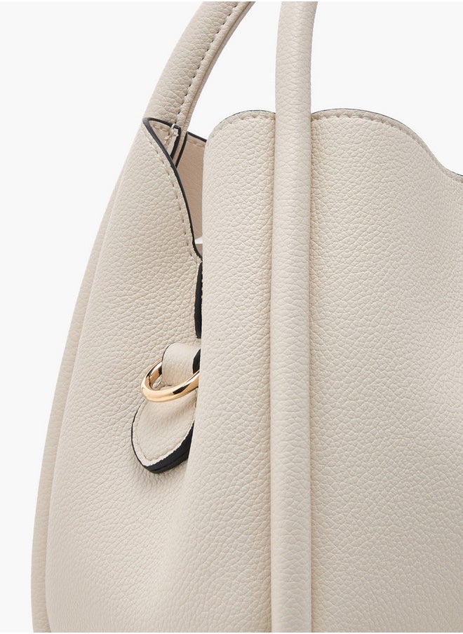 Solid Tote Bag with Adjustable Strap and Scarf Accent