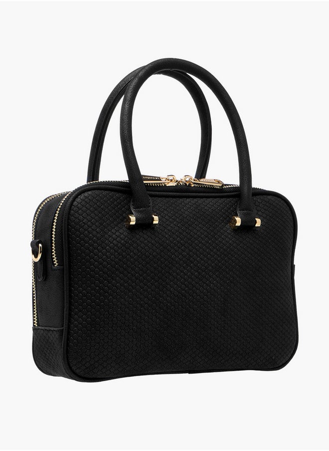 Women's Quilted Tote Bag with Double Handle and Zip Closure