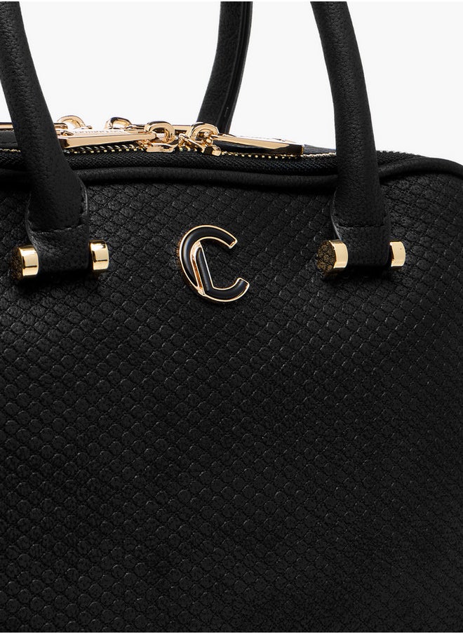 Women's Quilted Tote Bag with Double Handle and Zip Closure