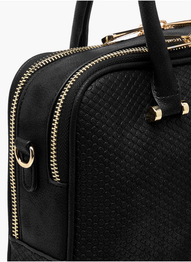 Women's Quilted Tote Bag with Double Handle and Zip Closure