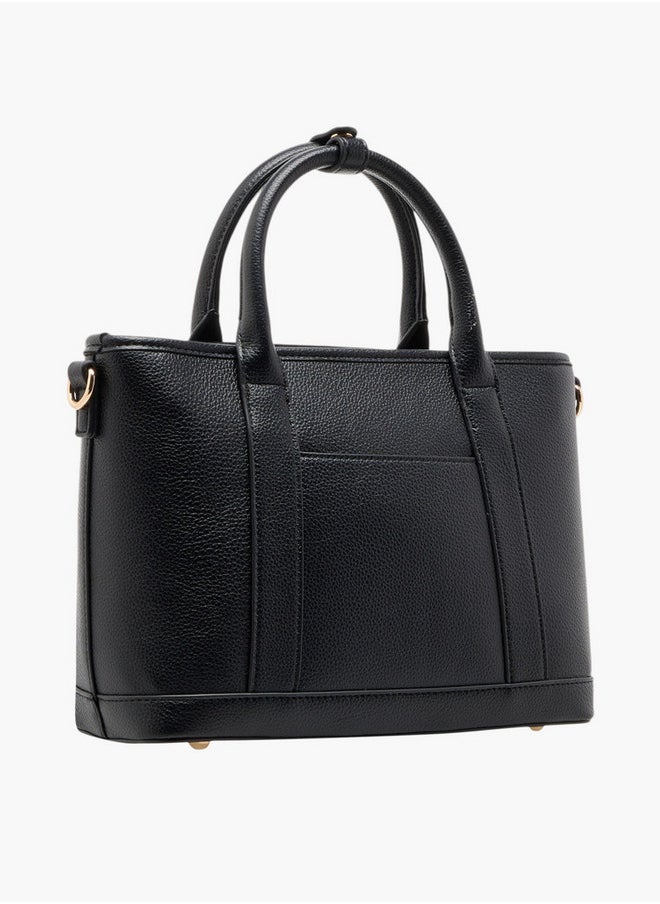 Women's Textured Tote Bag with Double Handle and Zip Closure