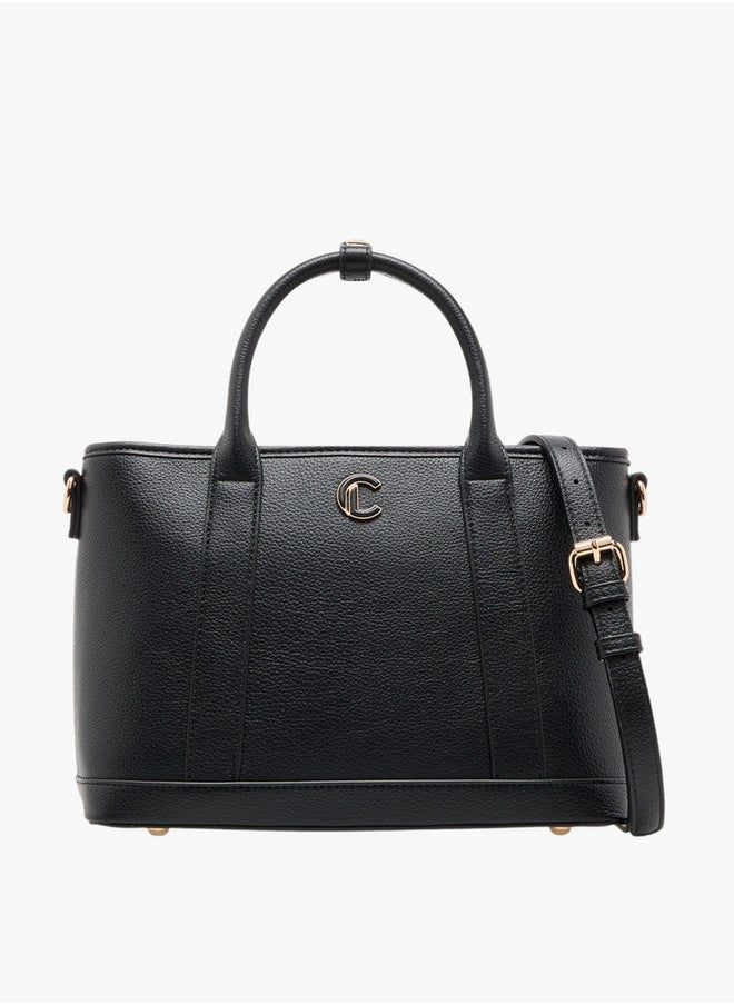 Women's Textured Tote Bag with Double Handle and Zip Closure
