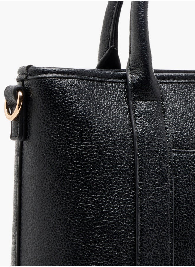 Women's Textured Tote Bag with Double Handle and Zip Closure