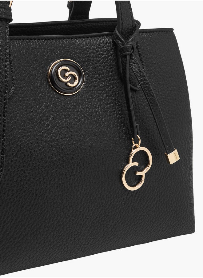 Solid Tote Bag with Double Handles and Detachable Strap