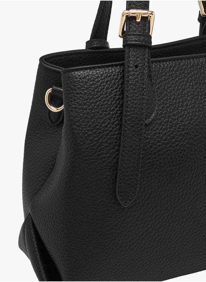 Solid Tote Bag with Double Handles and Detachable Strap