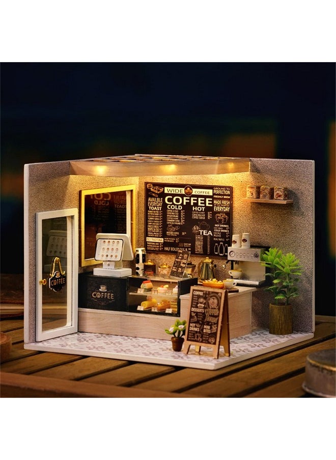 Flever Dollhouse Miniature DIY House Kit Creative Room with Furniture for Romantic Valentine's Gift (Leisurely Coffee Shop)