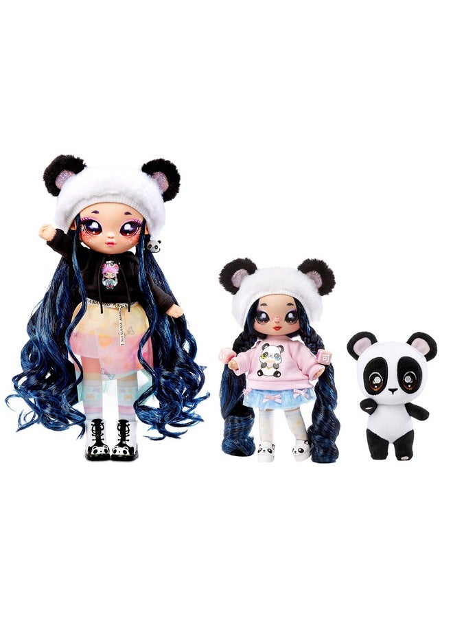Na! Na! Na! Surprise Family Soft Doll Set with 2 Fashion Dolls and 1 Pet - Panda , Features 12 Accessories, Long Hair Dolls in Removable Fashions and Accessories with Adorable Plush Pet Panda