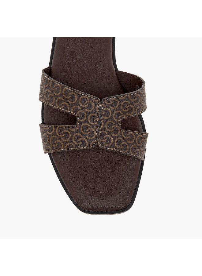 Women's Monogram Print Slip-On Sandals