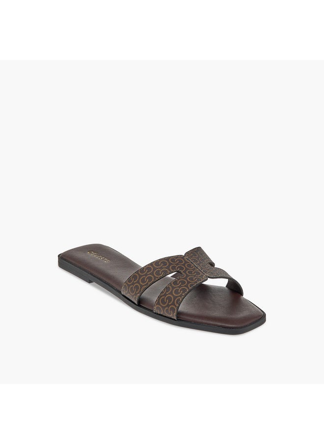 Women's Monogram Print Slip-On Sandals