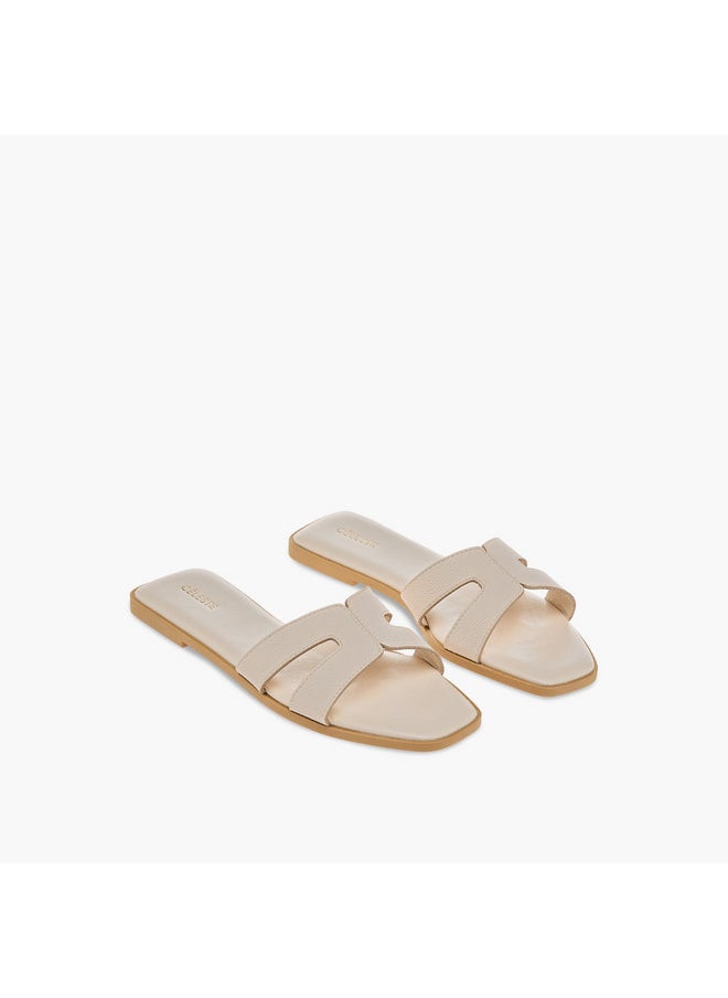 Women's Textured Cutout Detail Slip-On Sandals
