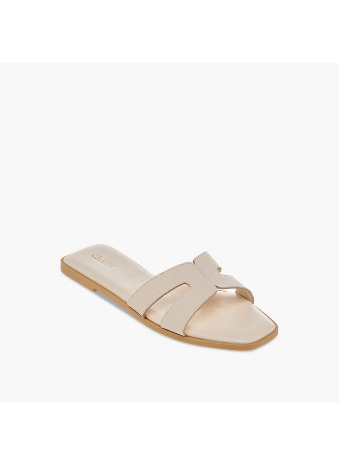 Women's Textured Cutout Detail Slip-On Sandals