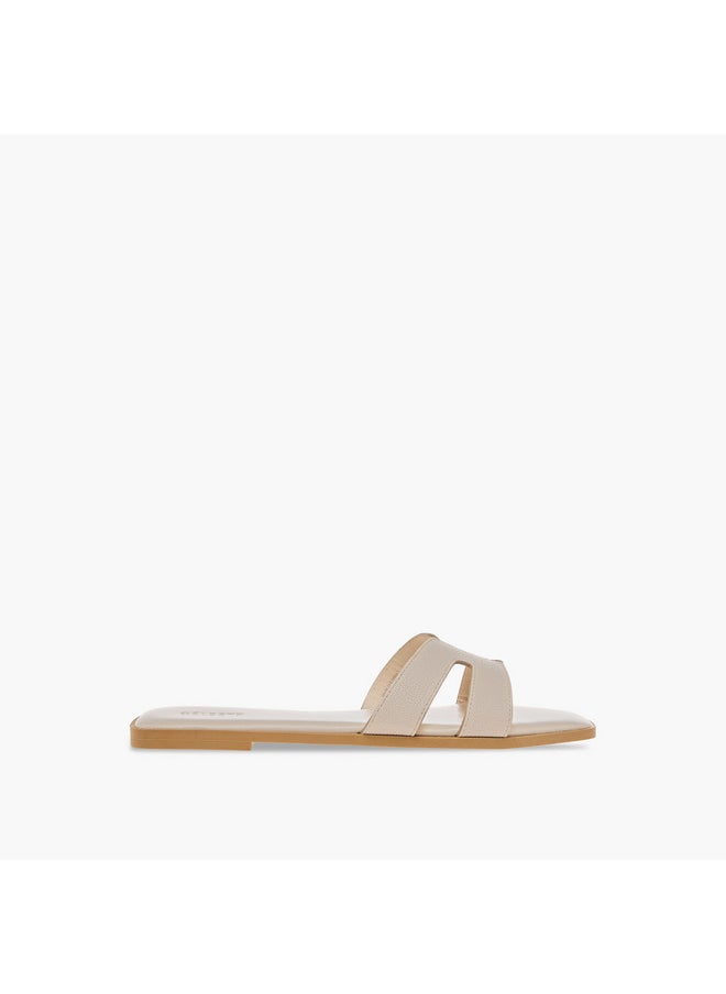 Women's Textured Cutout Detail Slip-On Sandals