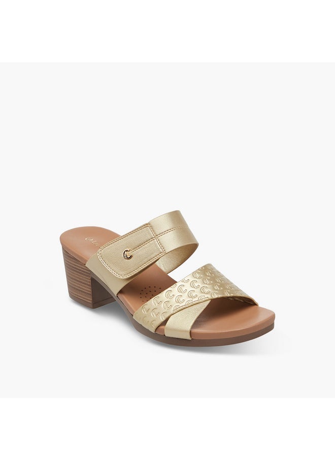 Women's Textured Slip-On Sandals with Block Heels