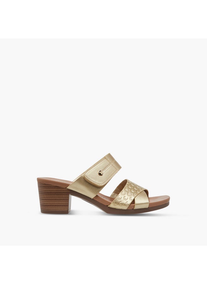 Women's Textured Slip-On Sandals with Block Heels