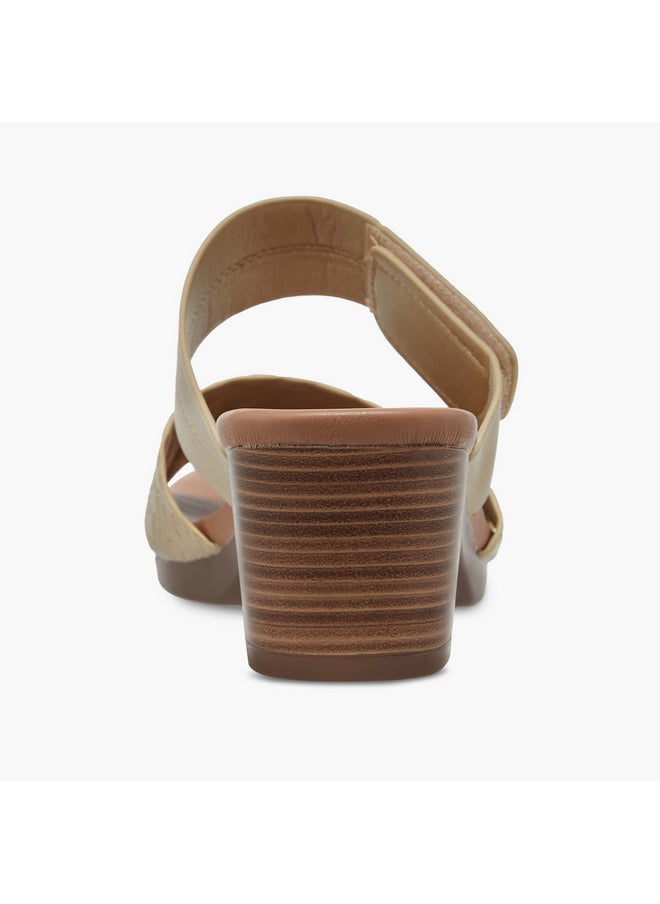 Women's Textured Slip-On Sandals with Block Heels