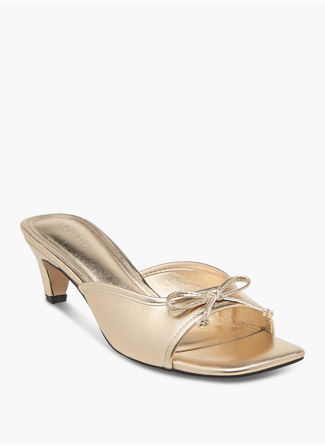Women's Bow Accent Slip-On Sandals with Kitten Heels