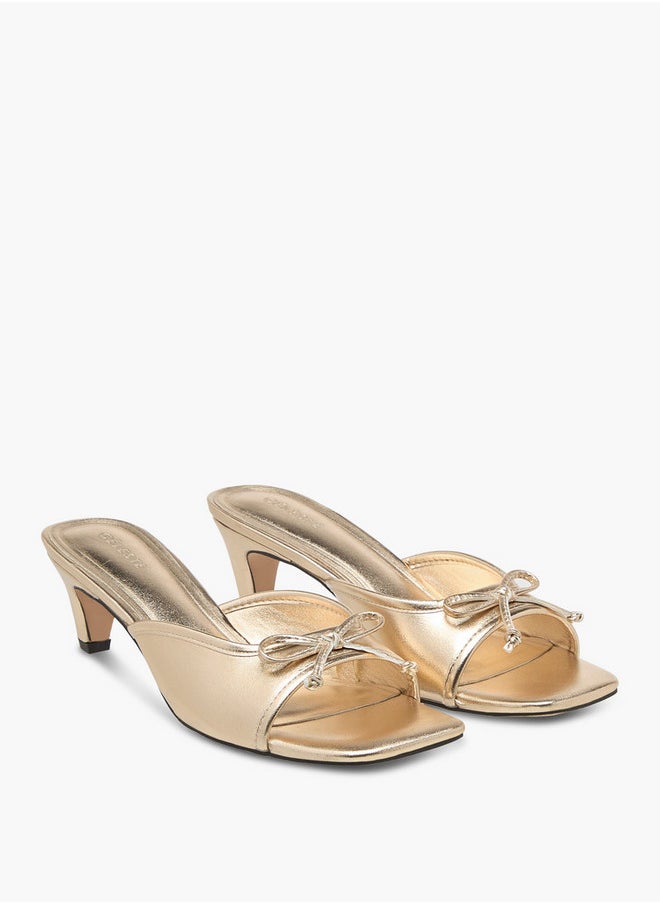 Women's Bow Accent Slip-On Sandals with Kitten Heels