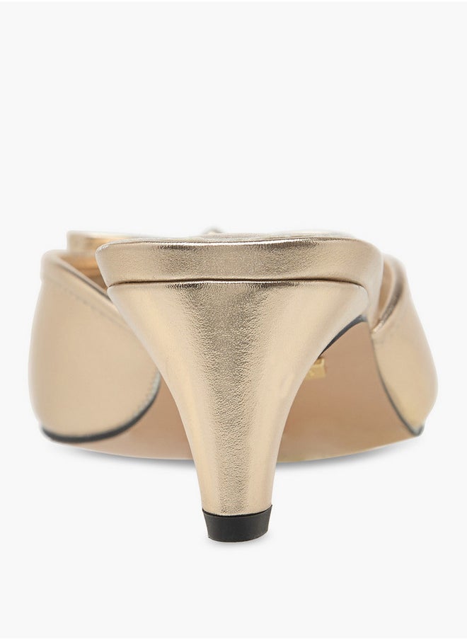 Women's Bow Accent Slip-On Sandals with Kitten Heels