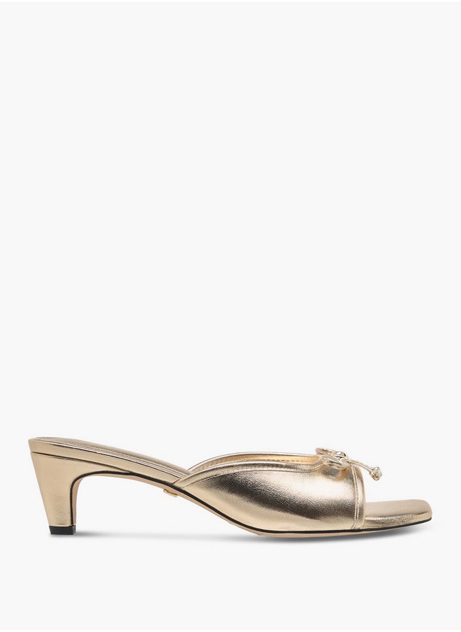 Women's Bow Accent Slip-On Sandals with Kitten Heels