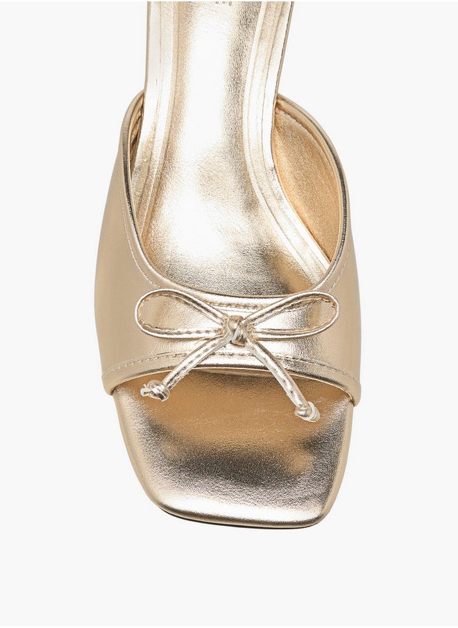 Women's Bow Accent Slip-On Sandals with Kitten Heels