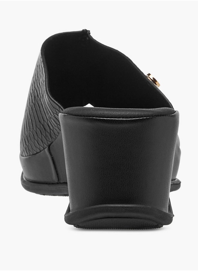 Women's Textured Slip-On Sandals with Wedge Heel