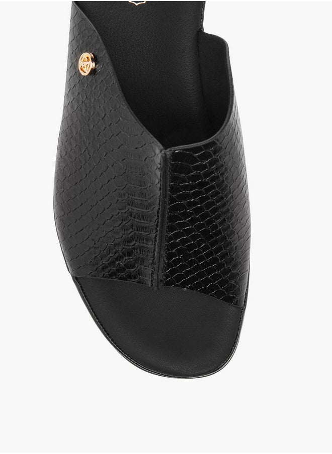 Women's Textured Slip-On Sandals with Wedge Heel