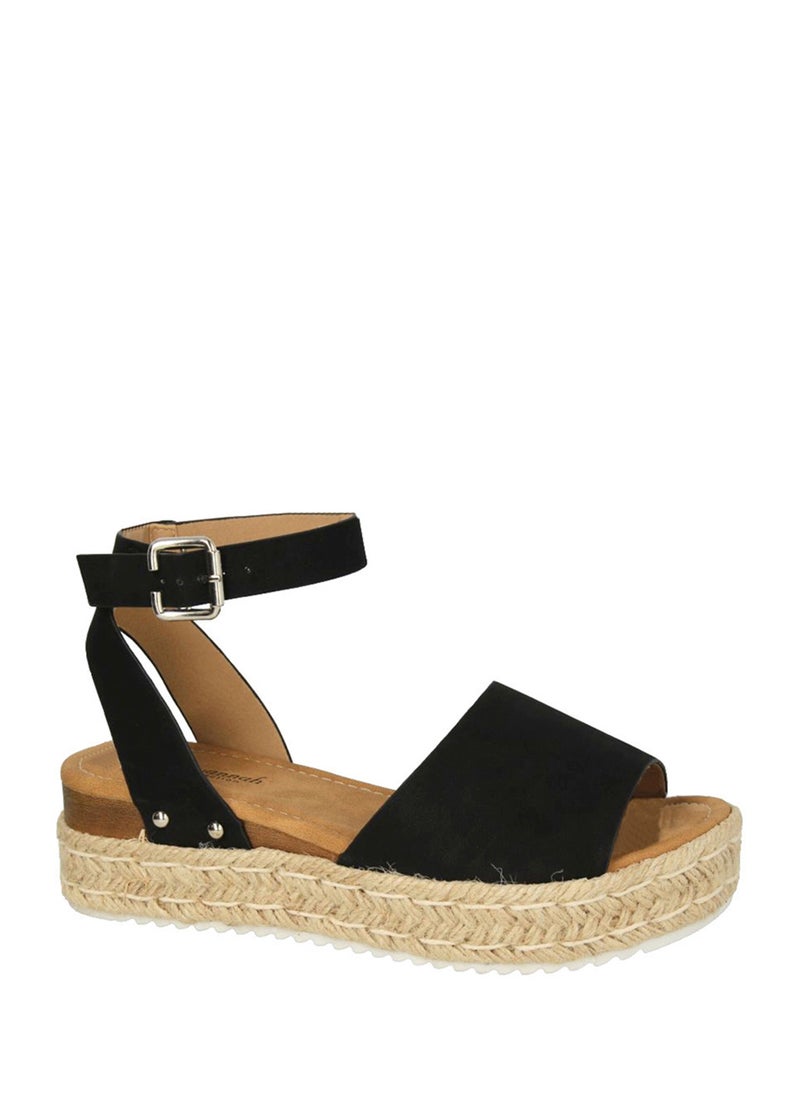 Low Wedge Sandal With Ankle Strap