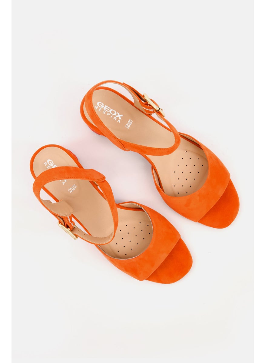 Women Ortensia Adjustable Buckle Sandals, Orange