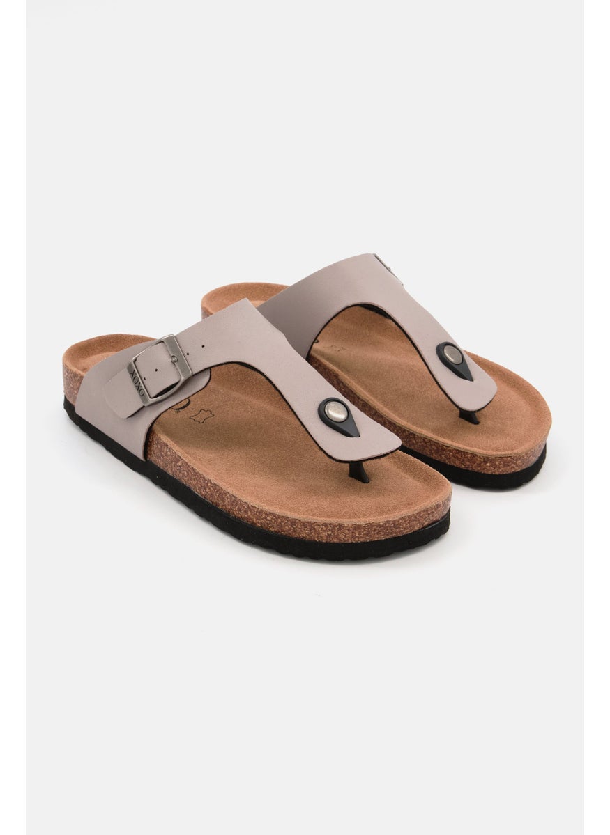 Women Slip On Casual Cork Sandals, Grey