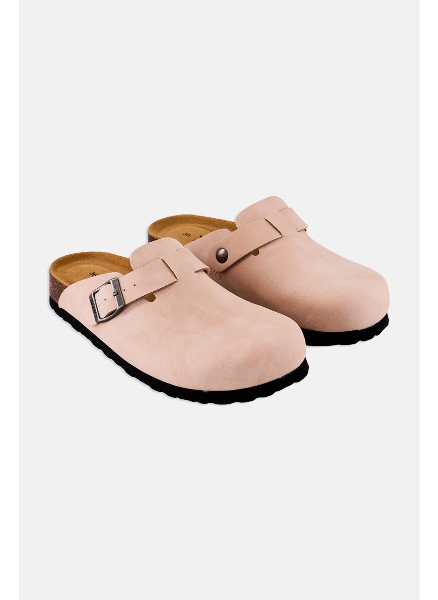 Women Leather Upper Slip On Clogs, Pink