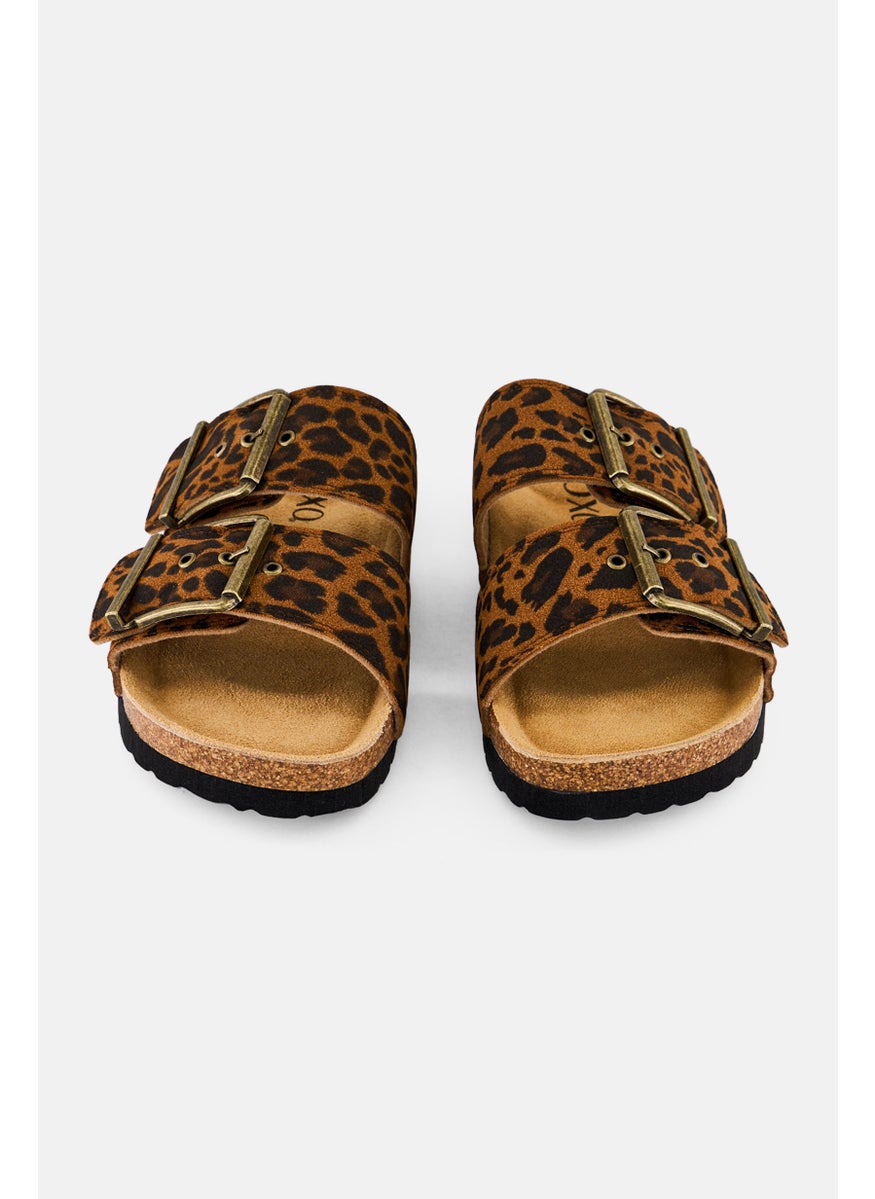 Women Slip On Animal Print Sandals, Multicolor