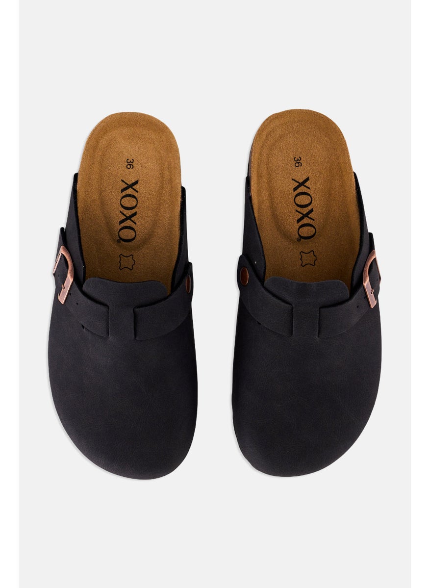 Women Slip On Brand Logo Clogs, Black