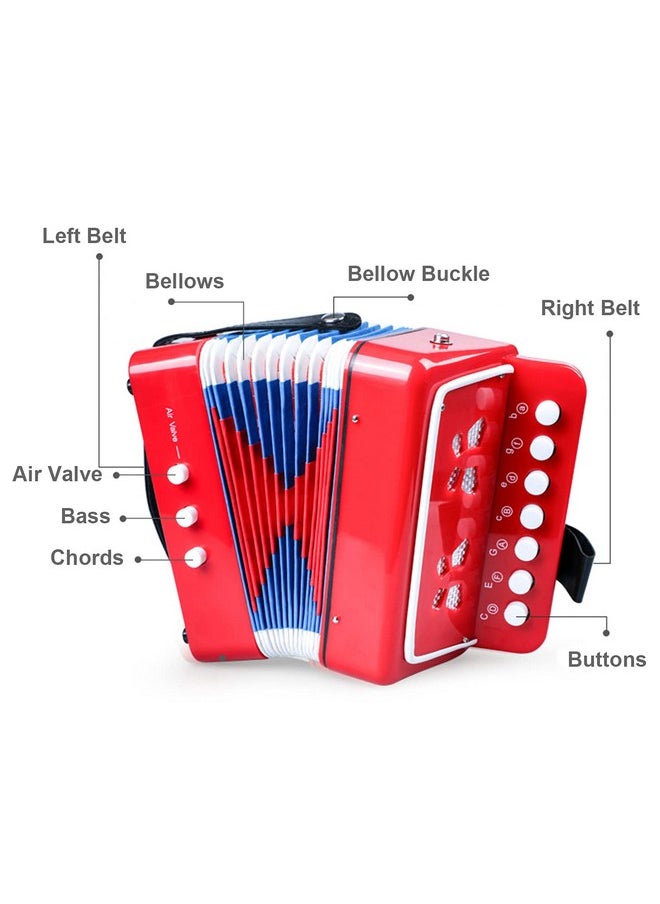 Tosnail Kids Piano Percussion Accordion Musical Toy, Red